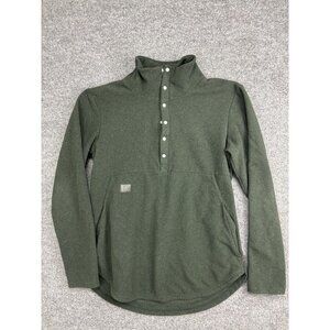 DESO Genevieve Sweatshirt Womens Large Green Fleece Snap Front Mock Neck Jacket